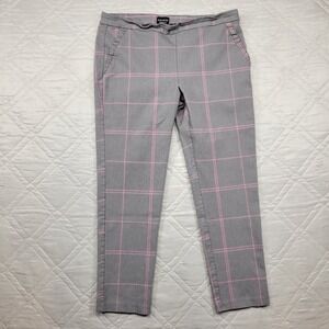 Flirtatious pink & gray plaid pull on ankle pants size XL